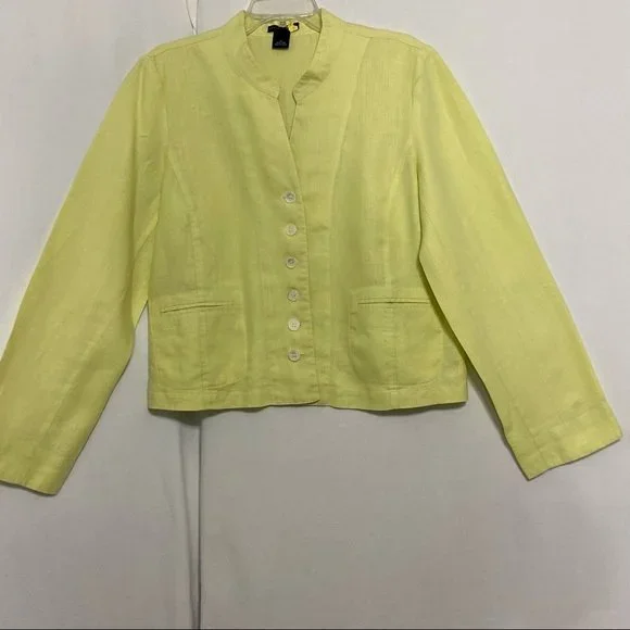 Madison Studios Pale Yellow Green Blazer Jacket Over Shirt size 14 - Picture 1 of 10